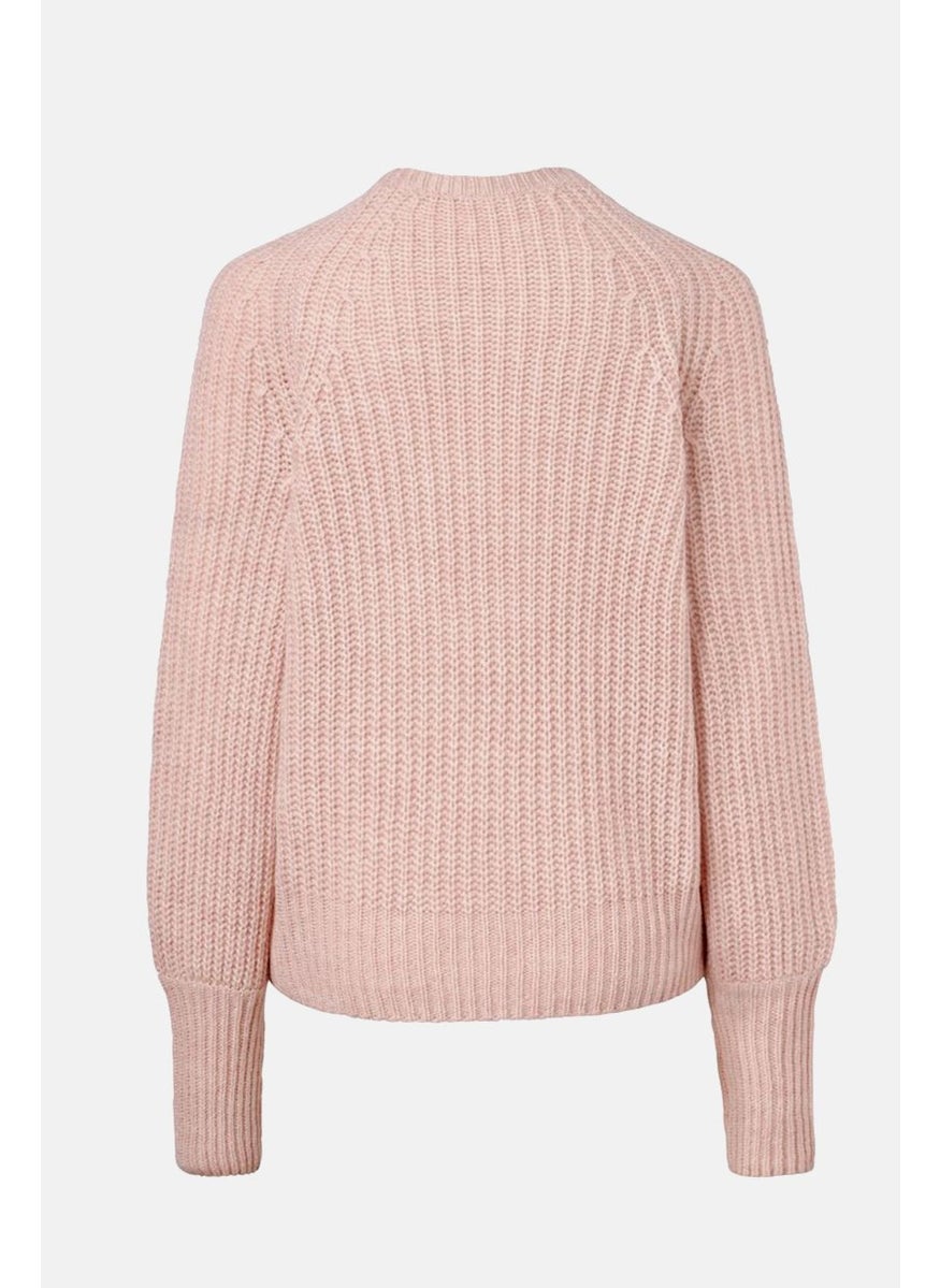 Tchibo Women Round Neck Chunky Knit Sweater, Rose Pink  - Image 3