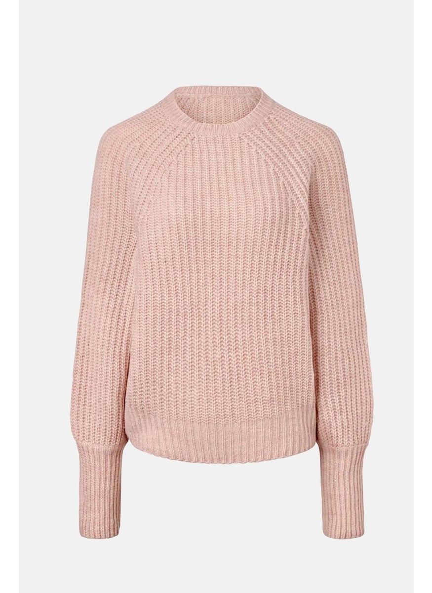 Tchibo Women Round Neck Chunky Knit Sweater, Rose Pink  - Image 2