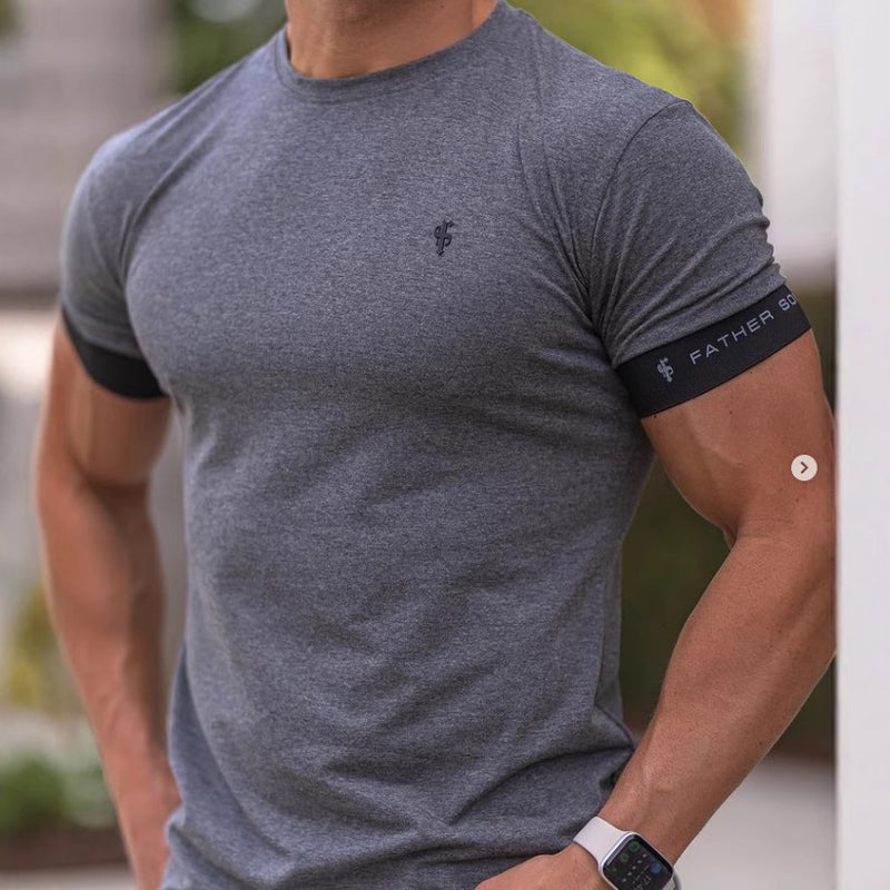 Short-Sleeved Loose Men'S Crewneck Muscle T-Shirt Men'S T-Shirt Top Fitness Leisure Sports 2023 Product - Image 4
