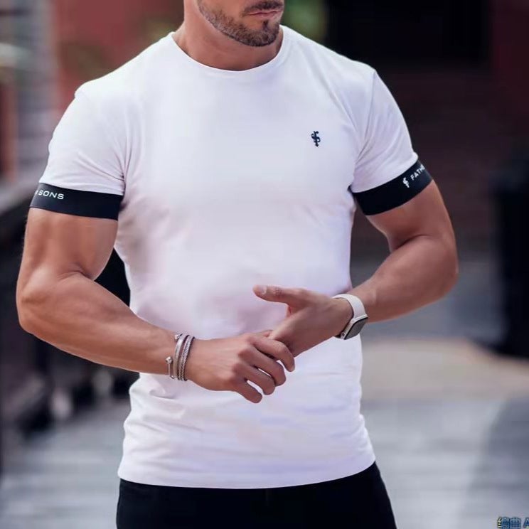 Short-Sleeved Loose Men'S Crewneck Muscle T-Shirt Men'S T-Shirt Top Fitness Leisure Sports 2023 Product - Image 5