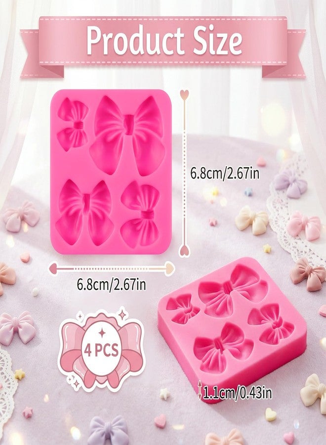 Elegaperma 4 Pcs Bow Silicone Mold, 68 MM Bow Chocolate Mold, Pink Silicone Bow Molds for Chocolate, for Wedding Birthday Party Dessert Cake Supplies Baking and Craft Projects - Image 2