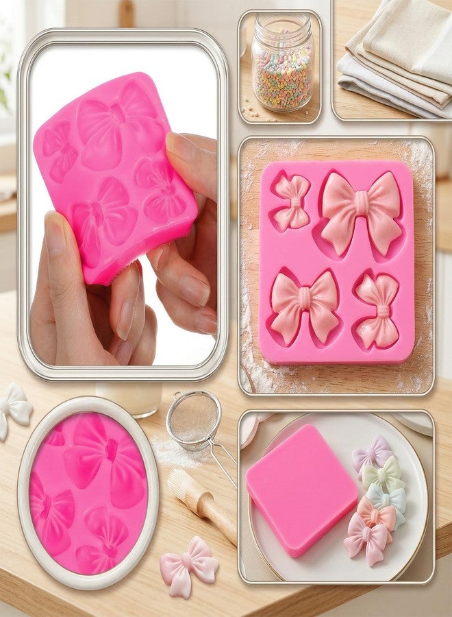 Elegaperma 4 Pcs Bow Silicone Mold, 68 MM Bow Chocolate Mold, Pink Silicone Bow Molds for Chocolate, for Wedding Birthday Party Dessert Cake Supplies Baking and Craft Projects - Image 4