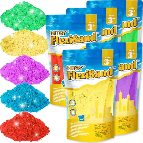 NiToy FlexiSand Value Pack 11lbs of 5 Colored Moldable SelfSticking SandNever Dries Out Fun for Kids Bulk Refill for Sensory Sand Box ToysIdeal for ShapingSqueezingScoopingRolling and Molding - Image 1