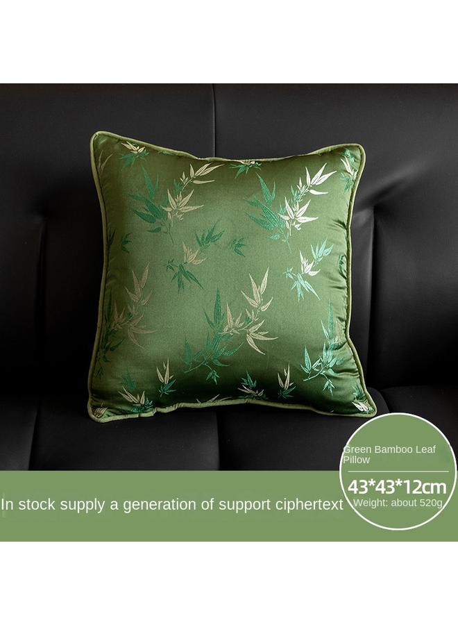 Bluejw Chinese Style Pillow Green Bamboo Circle Chair Waist Pillow Advanced Sense Antique Light Luxury Model Room Backrest Redwood Sofa Cushion - Image 1