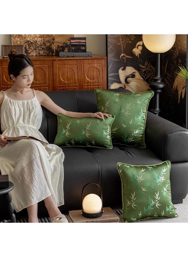 Bluejw Chinese Style Pillow Green Bamboo Circle Chair Waist Pillow Advanced Sense Antique Light Luxury Model Room Backrest Redwood Sofa Cushion - Image 4