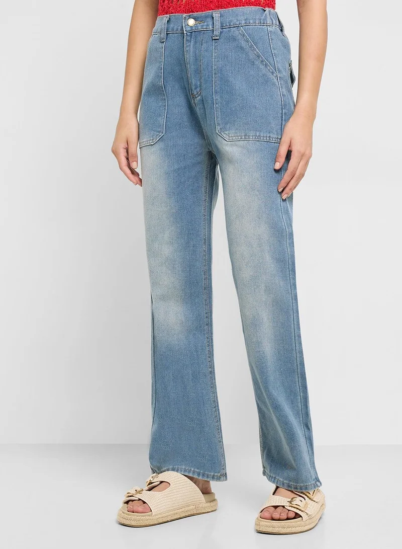 High Rise Straight Fit Jeans