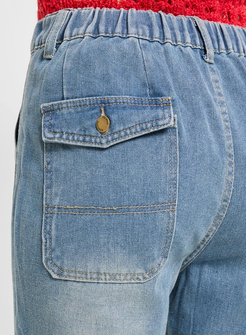 Ginger BLUE High Rise Straight Fit Jeans for Women | Best Price UAE