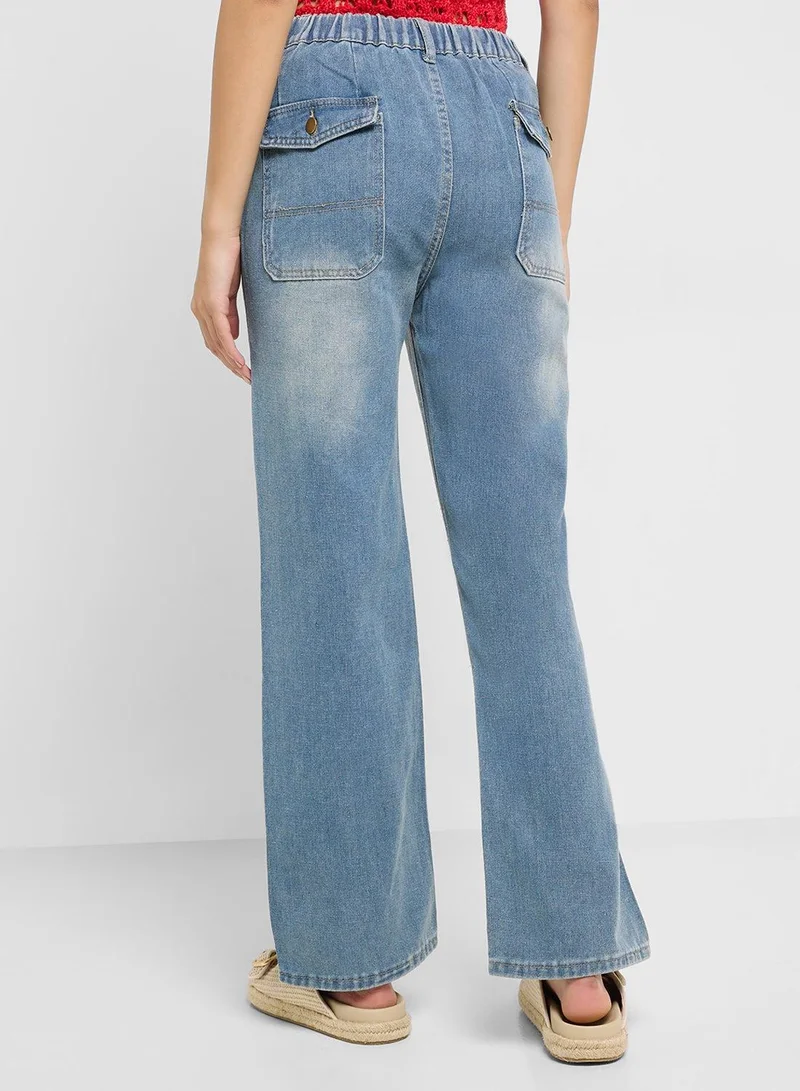 Ginger BLUE High Rise Straight Fit Jeans for Women | Best Price UAE