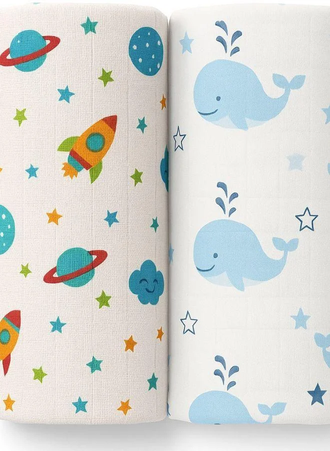 TUMMY  Printed Baby swaddles for new born babies pack of 2