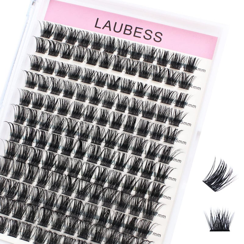 LAUBESS Cluster Lashes 14-18mm 144pcs Individual Lashes Volume Eyelash Clusters Mixed Tray DIY Lash Extension Fluffy Cluster Eyelash Extensions Kit Soft Lash Clusters (01-0.07D, 14-18mm) - Image 1
