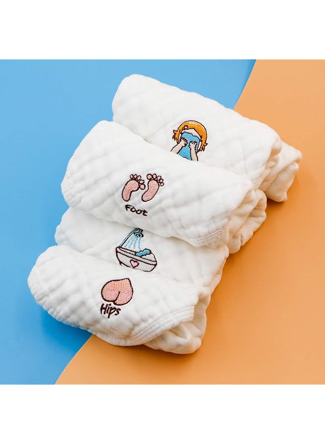 KASTWAVE Baby Muslin Washcloths Kids Face Towel Burp Cloths In Classified Design Soft Fluffy Breathable Newborn Wash Wipes Great For Baby Shower Registry Gifts (6 Pack 12X12 Inches) - Image 5