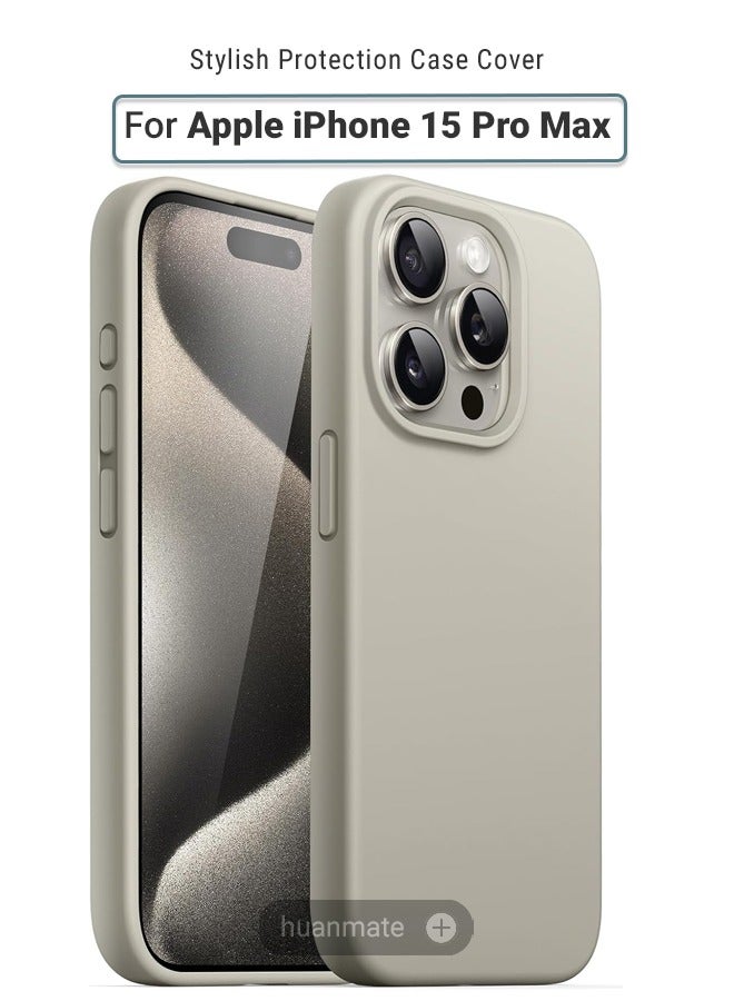 huanmate Apple iPhone 15 Pro Max Silicone Cover Titanium - Premium 2.0mm TPU Silicon, Enhanced Camera Protection with Lens Shield, Shockproof & Water-Proof Cover for Apple iPhone 15 Pro Max - Image 1