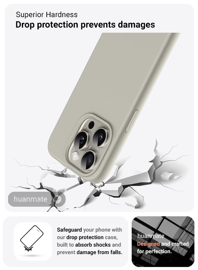 huanmate Apple iPhone 15 Pro Max Silicone Cover Titanium - Premium 2.0mm TPU Silicon, Enhanced Camera Protection with Lens Shield, Shockproof & Water-Proof Cover for Apple iPhone 15 Pro Max - Image 4