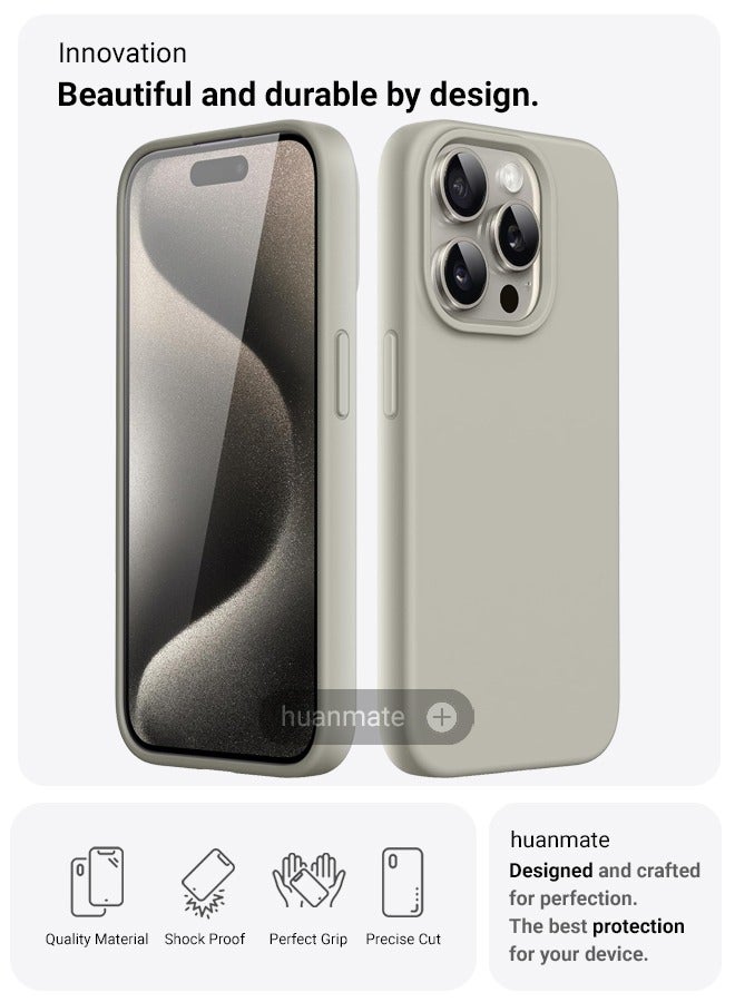 huanmate Apple iPhone 15 Pro Max Silicone Cover Titanium - Premium 2.0mm TPU Silicon, Enhanced Camera Protection with Lens Shield, Shockproof & Water-Proof Cover for Apple iPhone 15 Pro Max - Image 2