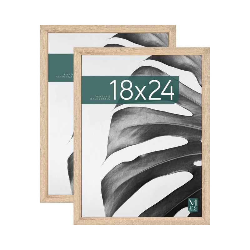 MCS Studio Gallery 18x24 Poster Frame Natural Woodgrain Vertical  Horizontal Wall Hanging Large Picture Frame for Photos Posters  Art Prints 2Pack