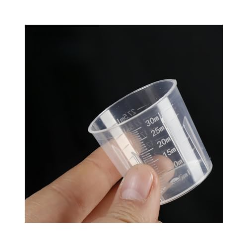 RyanDesign BPA-Free 30ml (1oz) Liquid Measuring Cups (10-Pack) - Mini Plastic Graduated Beakers for Kitchen, Lab, Crafts, Resin - Clear Dual Scale, Accurate safety, Stackable - Image 1