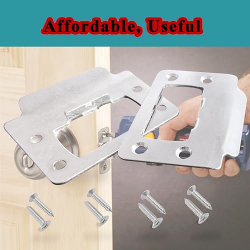 dttbgg 2-1/4" by 1-3/4" Door Latch Restorer Strike Plate for Doors, 2 PCS Universal Door Lock Hardware with Foul 1" Long Screws (Satin Nickel) - Image 3