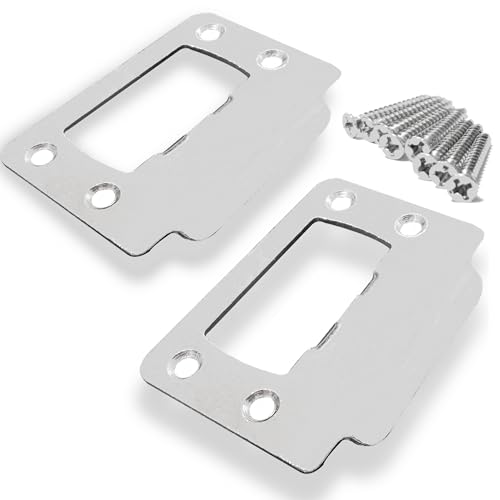 dttbgg 2-1/4" by 1-3/4" Door Latch Restorer Strike Plate for Doors, 2 PCS Universal Door Lock Hardware with Foul 1" Long Screws (Satin Nickel) - Image 1