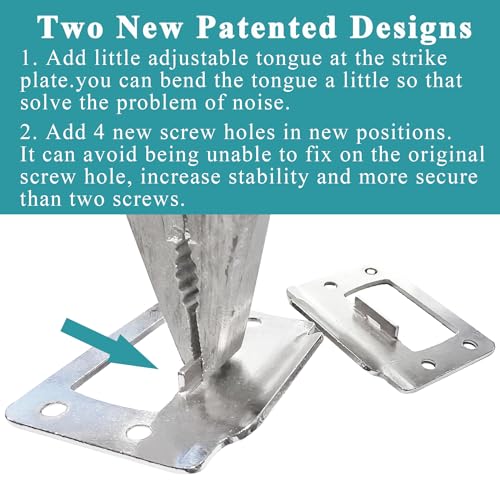 dttbgg 2-1/4" by 1-3/4" Door Latch Restorer Strike Plate for Doors, 2 PCS Universal Door Lock Hardware with Foul 1" Long Screws (Satin Nickel) - Image 5