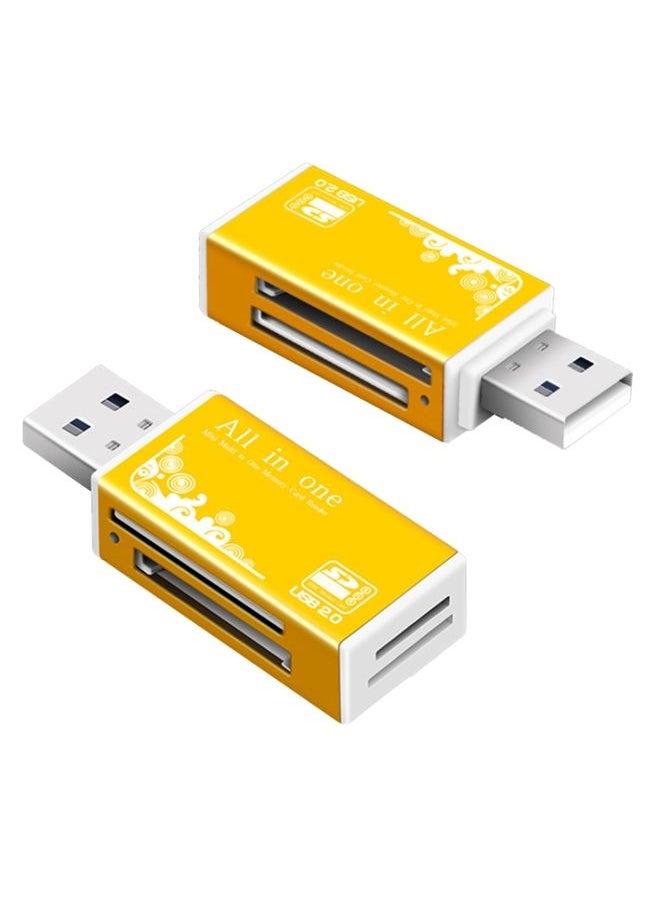BURAQ - Multi in 1 Memory SD Card Reader for Memory Stick Pro Duo Micro SD,TF,M2,MMC,SDHC MS Card(Gold) - Image 1