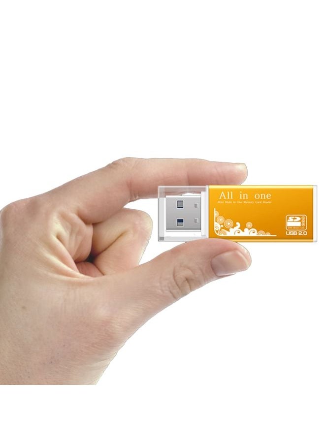 BURAQ - Multi in 1 Memory SD Card Reader for Memory Stick Pro Duo Micro SD,TF,M2,MMC,SDHC MS Card(Gold) - Image 1