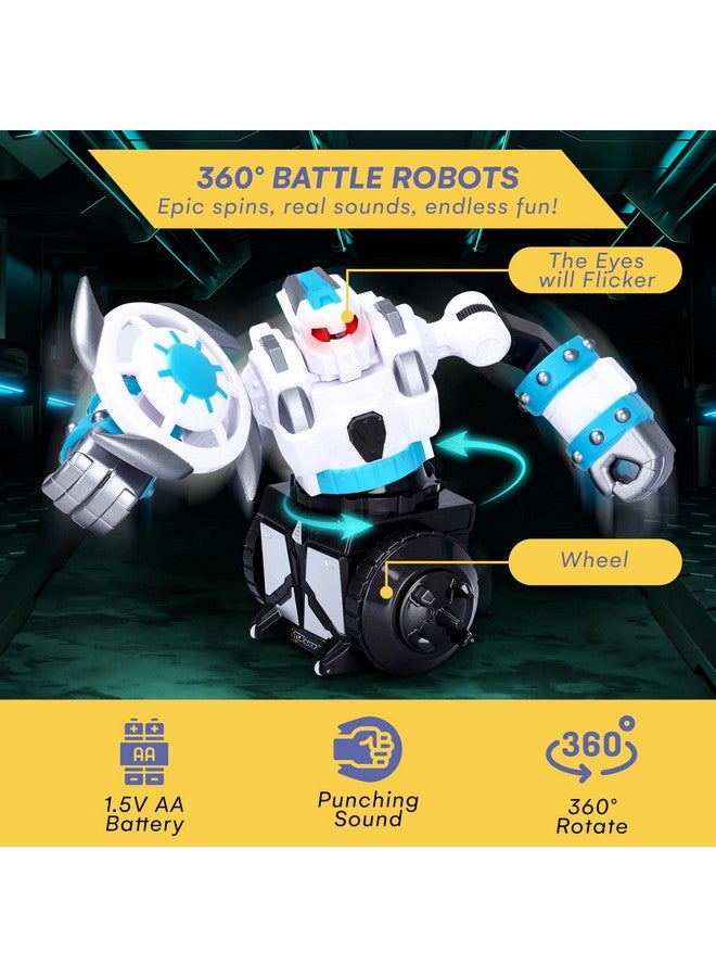 Top Race Remote Control Robot - 2Pcs - Fighting Robot Remote Control Toy, Lights, And Sounds - 360° Rotate Rc Intelligent Robots For Kids - Red And Blue Robot Toy - Image 4