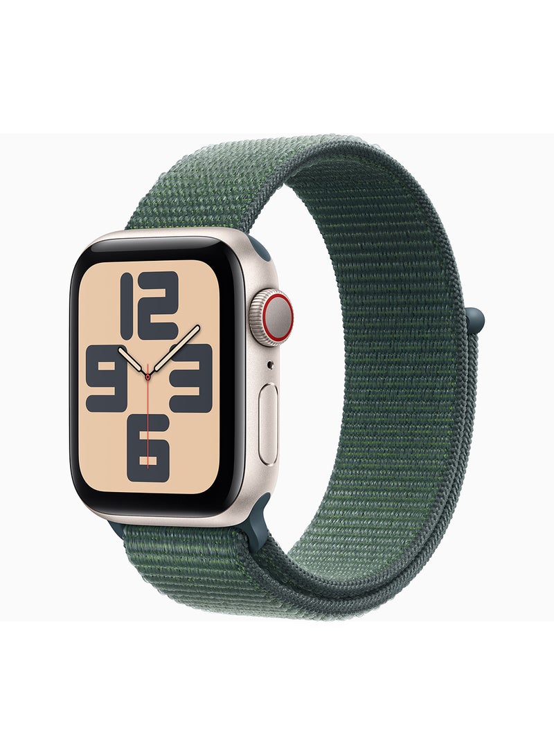 Apple Watch SE (2024) GPS + Cellular 44mm Starlight Aluminium Case With Lake Green Sport Loop - Image 1