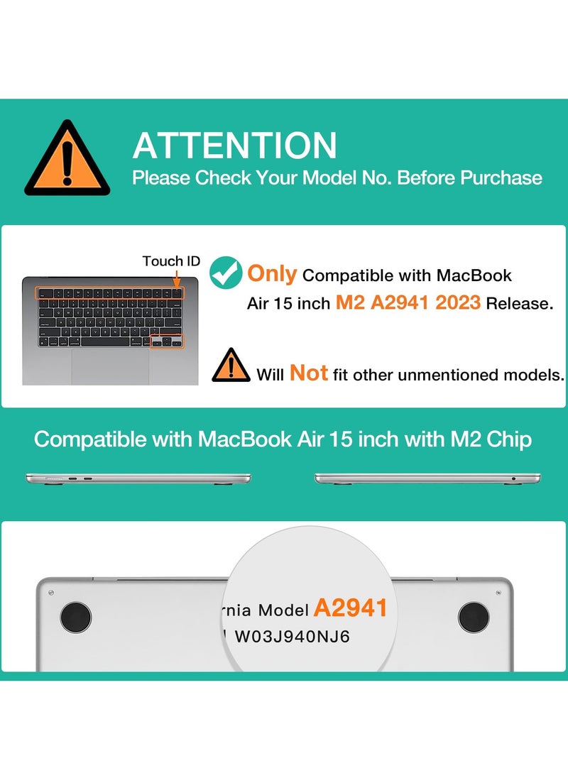 SYOSI MacBook Air 15 inch 2023 Case, Model A2941 with M2 Chip, Durable Hard Shell Cover for a Fit and Showcase, Protective Plastic Hard Shell Case Cover, Black  - Image 2