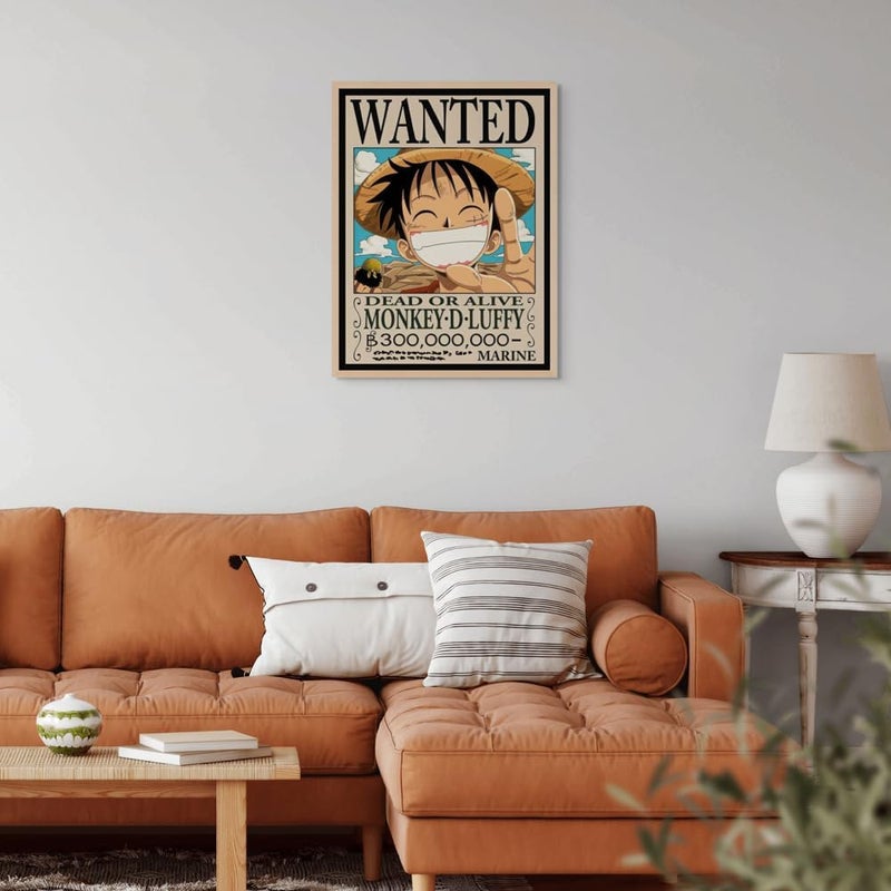 Art Decor Framed Fine of One Piece Wanted Poster Wall Monkey D. Luffy work Anime Portrait Print Wall for Bedroom Boy Room Living Room Gaming Room 30x40cm - Image 3