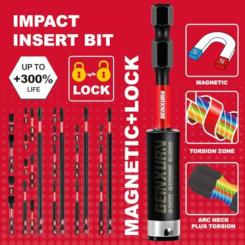 GEINXURN Impact Tough Magnetic Mixed 45Pack Insert Driver Bits, S2 Alloy Steel Screwdriver Power Bits Set with 1Pcs Impact Magnetic Bit Holder - Image 5