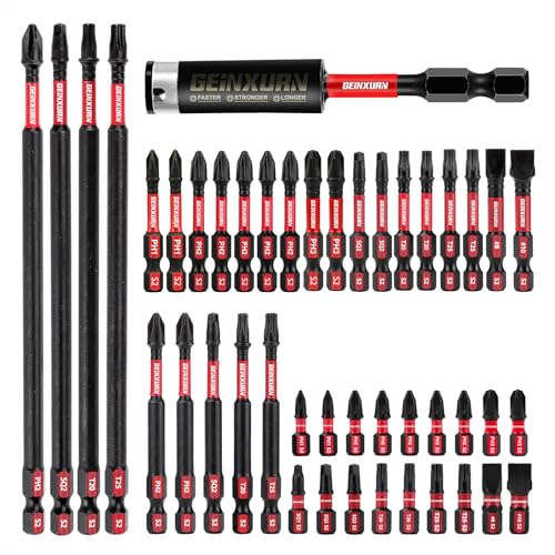 GEINXURN Impact Tough Magnetic Mixed 45Pack Insert Driver Bits, S2 Alloy Steel Screwdriver Power Bits Set with 1Pcs Impact Magnetic Bit Holder - Image 1