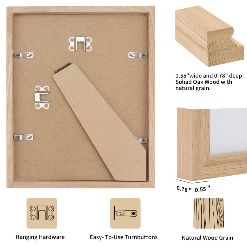 puthiac 4x6 Oak Wood Picture Frame - 4""x6"" Photo Frame  4x6 Picture Frame Wood  Natural Solid Wooden Picture Frames for Wall Art Photo and Prints(1 Pack  Beige) - Image 3