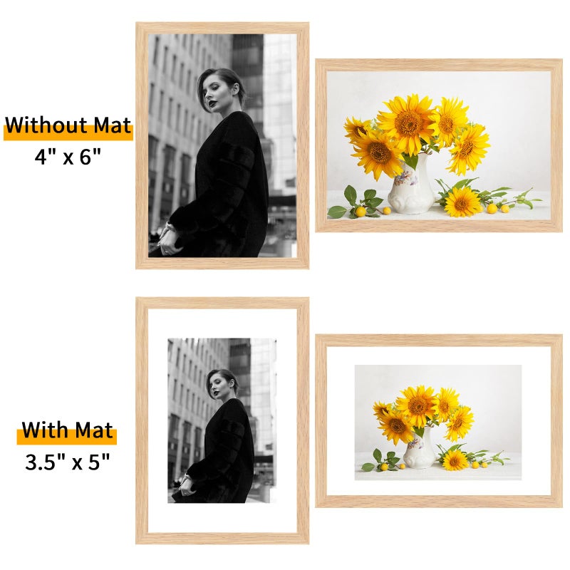 puthiac 4x6 Oak Wood Picture Frame - 4""x6"" Photo Frame  4x6 Picture Frame Wood  Natural Solid Wooden Picture Frames for Wall Art Photo and Prints(1 Pack  Beige) - Image 4