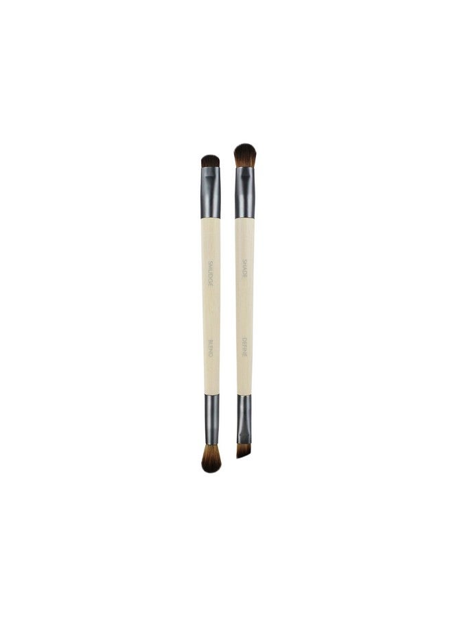 Ecotools Enhancing Eye Brush Set, Makeup Brushes For Liquid, Cream & Powder Eyeshadow & Eye Liner Application, Dual-Sided & Eco-Friendly, Synthetic Bristles, Cruelty-Free, 2 Piece Set - Image 1