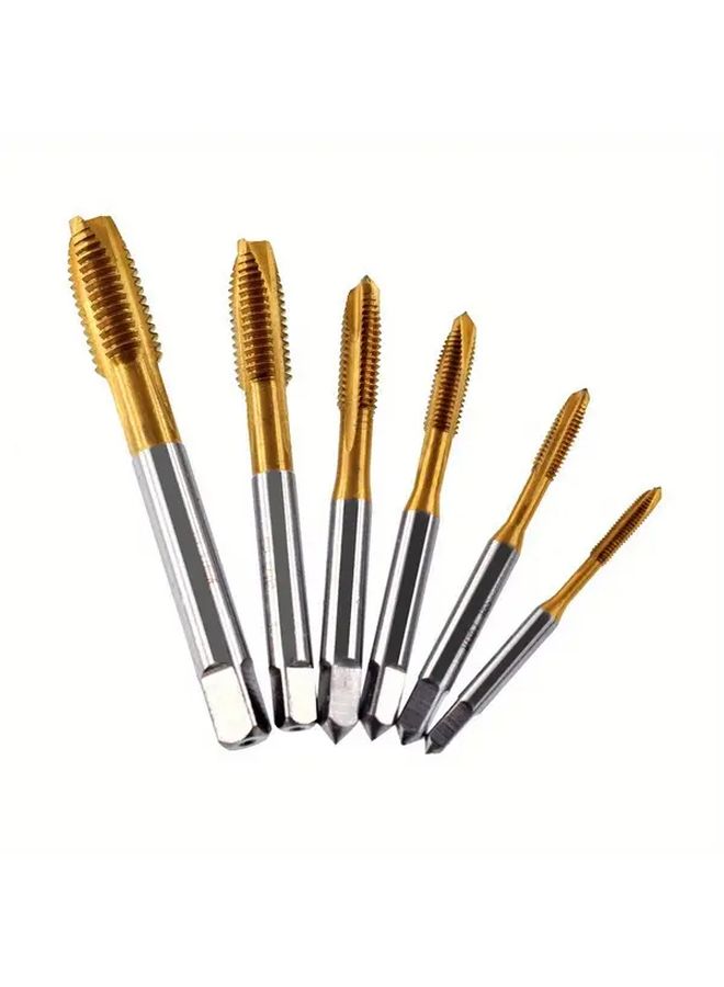 Cobalt Tip M6 1 0 Tap Set High Speed Steel Titanium Coated For Metalworking - Image 1