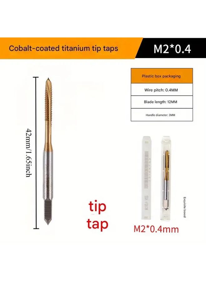 Cobalt Tip M6 1 0 Tap Set High Speed Steel Titanium Coated For Metalworking - Image 3