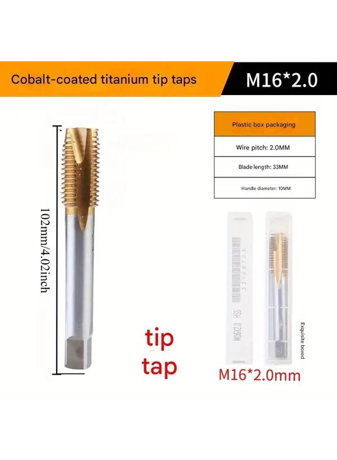 Cobalt Tip M6 1 0 Tap Set High Speed Steel Titanium Coated For Metalworking - Image 2