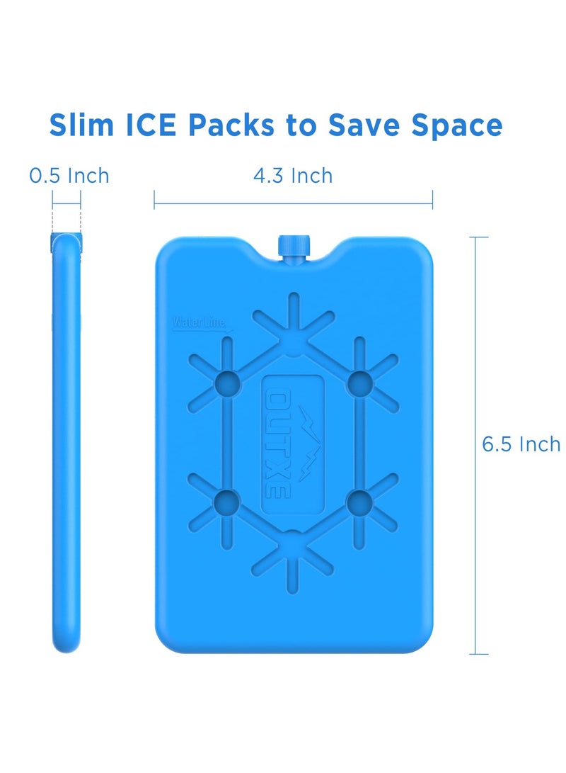 Fasola 4 Pack Ice Packs for Lunch Box, Reusable Ultra Thin Freezer Packs Long Lasting for Coolers, Cooler Bag for Work, School, Picnic or Camping Keep Food Fresh Lightweight Design for Easy Carrying (Blue）  - Image 2
