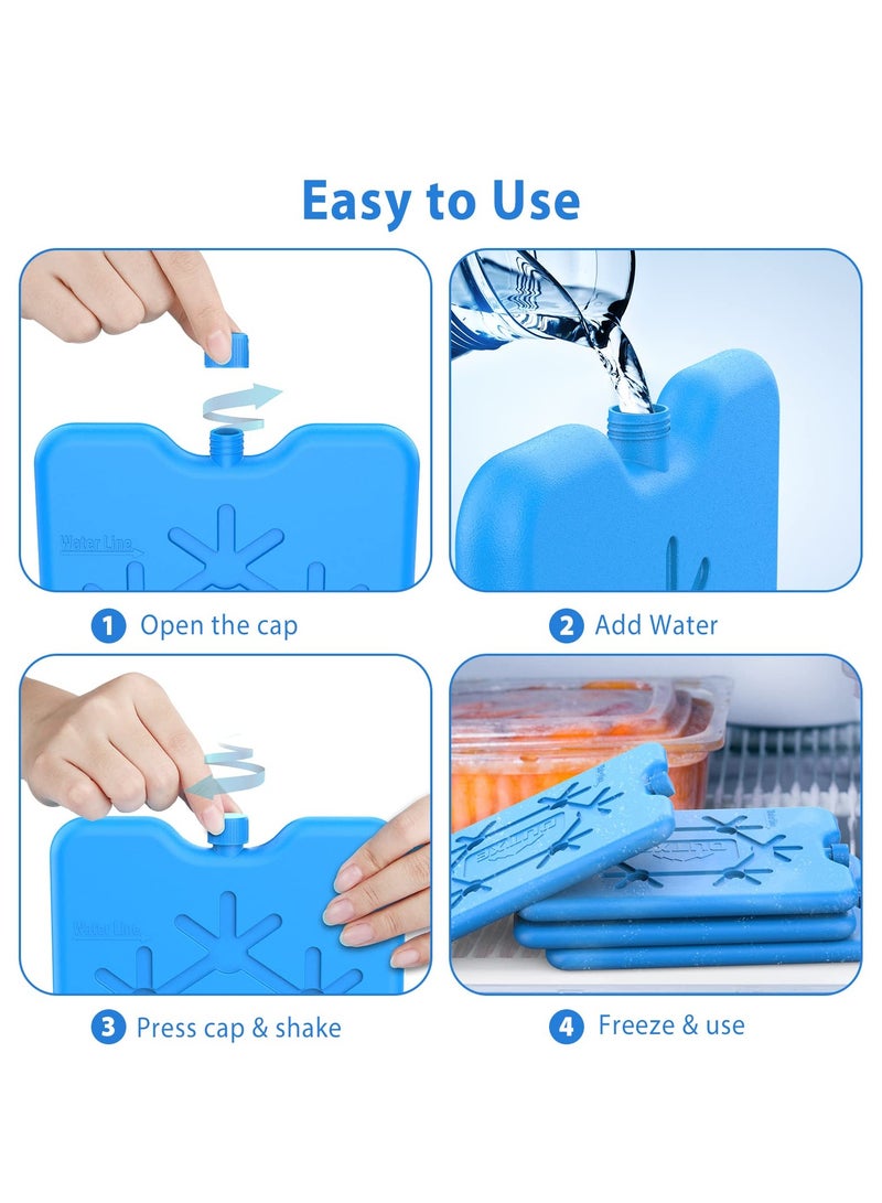Fasola 4 Pack Ice Packs for Lunch Box, Reusable Ultra Thin Freezer Packs Long Lasting for Coolers, Cooler Bag for Work, School, Picnic or Camping Keep Food Fresh Lightweight Design for Easy Carrying (Blue）  - Image 3