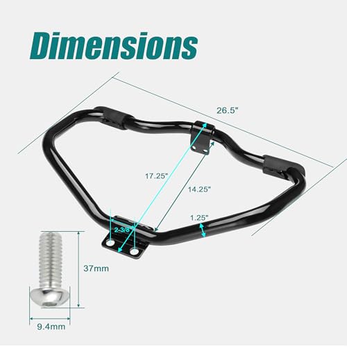 MoKitDora Sportster Engine Guard Highway Rail Mustache Crash Bar 1.25" Fat for Harley '04-Later XL and '08-'13 XR Models, Gloss Black - Image 5