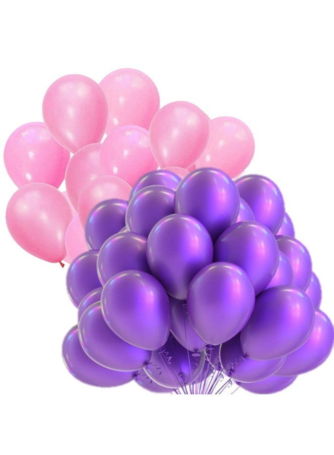 DUL DUL Purple,Light Pink Color Metallic latex balloons for birthday/Party decoration 25 Pcs -Combo metallic balloons pack of 13 pcs Purple,12 pcs Pink Color Balloons /Baby ShowerTheme party,Combo of (PURPLE+PINK, 25)