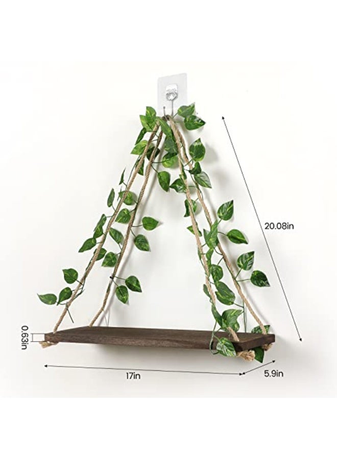 Floating Shelves for Wall,Plant Wall Decor,Hanging Shelf,Cottage Core Decor,Room Decor Aesthetic,Boho Room,Adhesive Shelves,Floating Shelves for No Drilling,Two-Piece Set(Green Leaf)  - Image 3