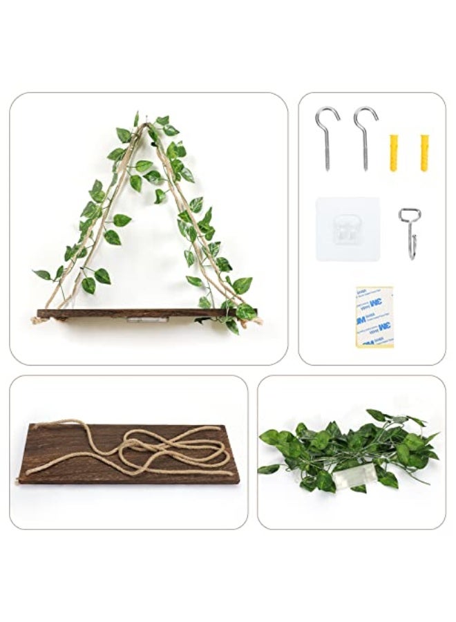 Floating Shelves for Wall,Plant Wall Decor,Hanging Shelf,Cottage Core Decor,Room Decor Aesthetic,Boho Room,Adhesive Shelves,Floating Shelves for No Drilling,Two-Piece Set(Green Leaf)  - Image 5