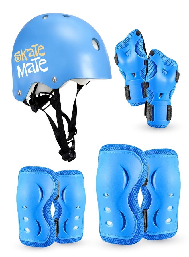 Jaspo Skate Mate Protective Skating Kit for Kids - Helmet with Adjuster, Knee Elbow Pads & Wrist Guards, Safety Gear Set for Skating, Cycling & Skateboarding (Blue, Large) - Image 1