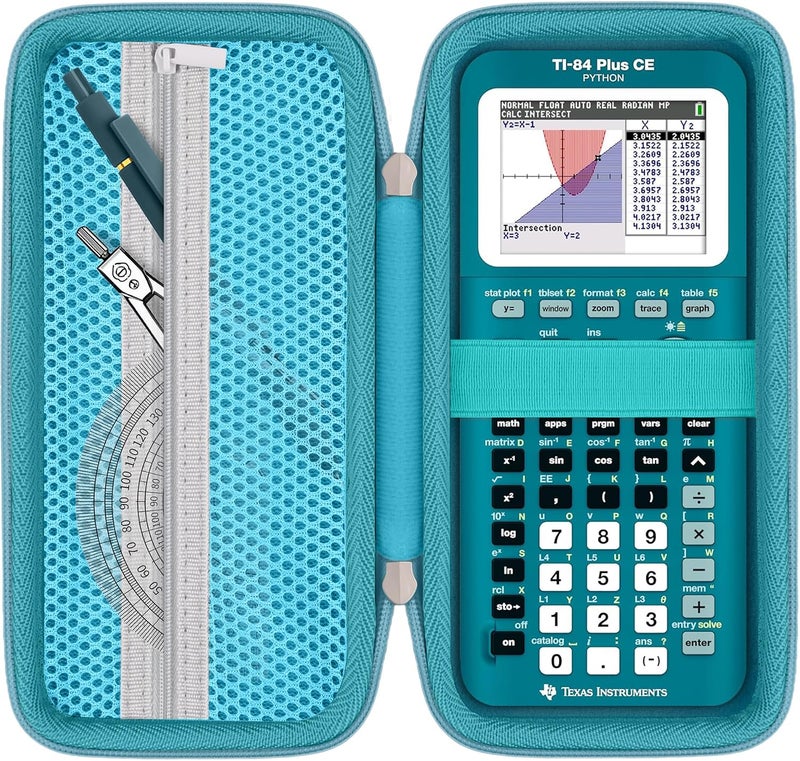 حقيبة سفر صلبة بديلة من Khanka لآلة حاسبة Texas Instruments TI-83 Plus/TI-84 Plus/TI-84 Plus CE البيانية الملونة، الحقيبة فقط (أزرق مخضر) - Image 1