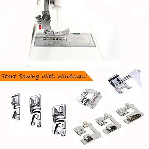 Windman Sewing Hemming Set Includes 3Pcs Wide Hem Foot,3Pcs Narrow Rolled Hem Presser Feet,Bias Tape Binder Foot and Adjustable Guide Presser Foot for Brother Singer Janome Low Shank Sewing Machine - Image 3