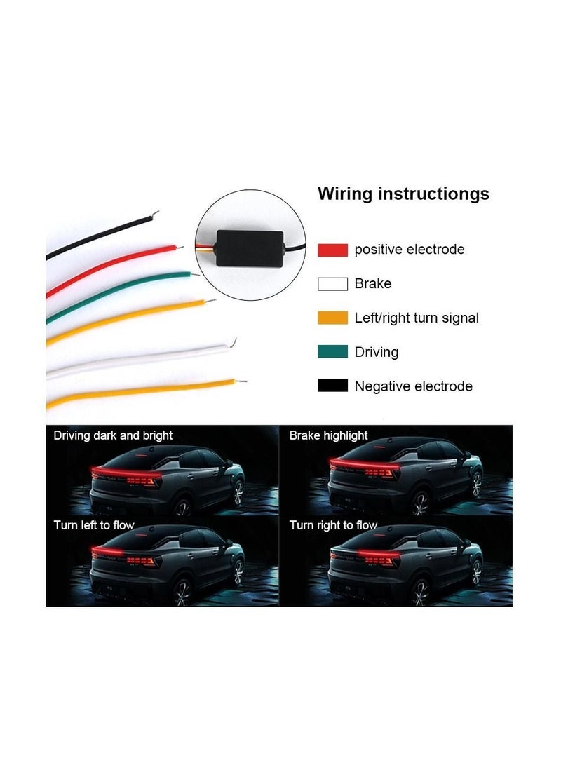 MUNTAQI 120cm 47 inch Universal Carbon Fiber Rear Spoiler Light for Cars Black LED Auto Third Brake Stop Signal Light 12V - Image 4