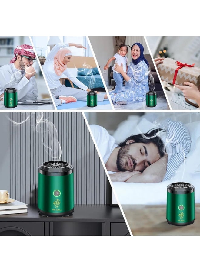 ACLIX Portable Mini Incense Burner | Rechargeable USB Electric Bakhoor & Oud Diffuser | Arabic Incense Holder Mubkhar for Home, Office, Travel & Car Aromatherapy (Green) - Image 4