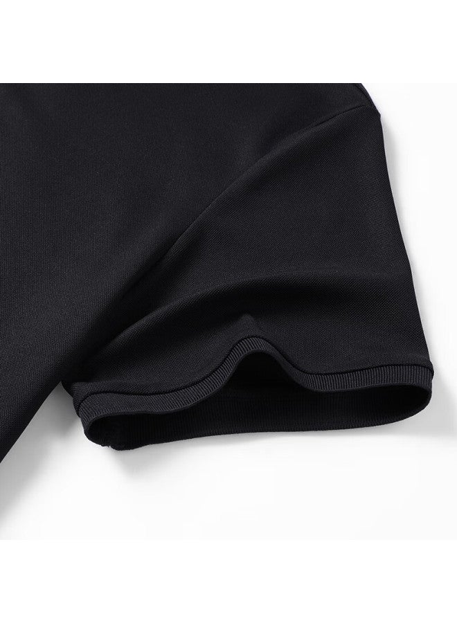 Tucano Tucano Men's Solid Color Business Casual Classic Polo Shirt Short Sleeve T-shirt Black L - Image 1