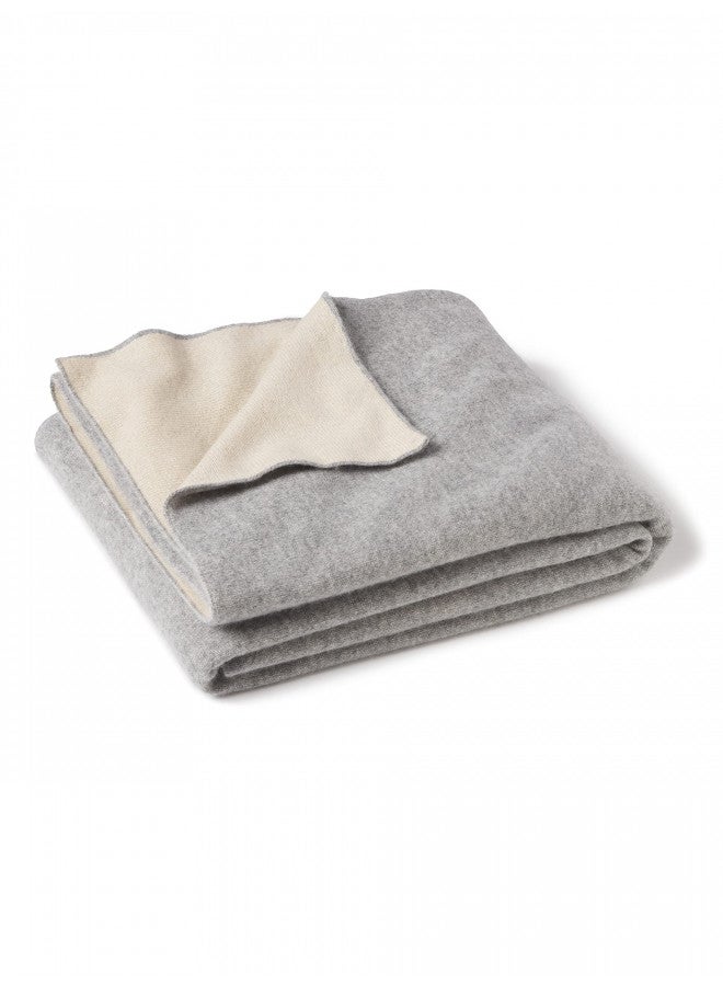 State Cashmere State Cashmere Reversible Throw Blanket - Ultra Soft Accent Blanket for Couch, Sofa & Bed Made with 100% Inner Mongolian Cashmere - Crafted Home Accessories - (Beige/Heather Grey, 60"x50")  - Image 1